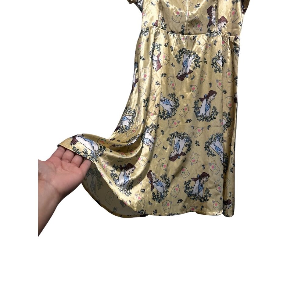 Disney Beauty Beast Belle Novelty Mini Dress Size Small Yellow Sweetheart Corset - Picture 9 of 16